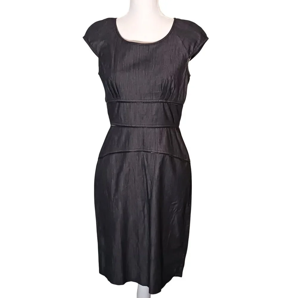 Calvin Klein Charcoal Grey Cotton Sheath Dress in Charcoal Grey Size 6